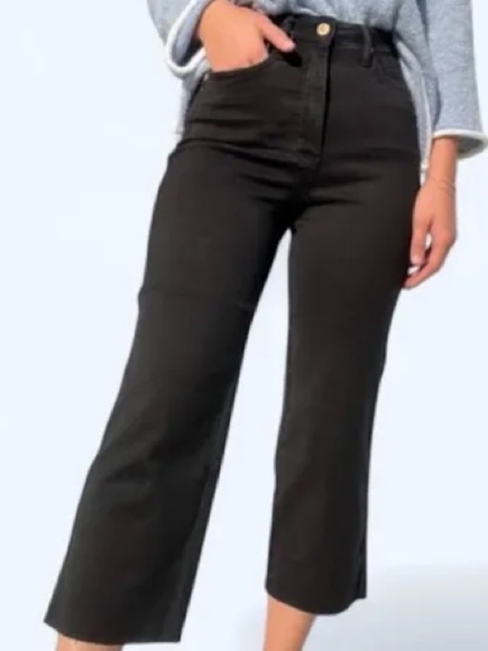 NWT Judy Blue Button-Fly Black High Waist Wide Leg Crop Stretchy Jeans